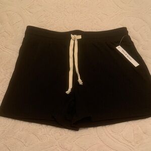 Women's Black Athletic Shorts with White Drawstring